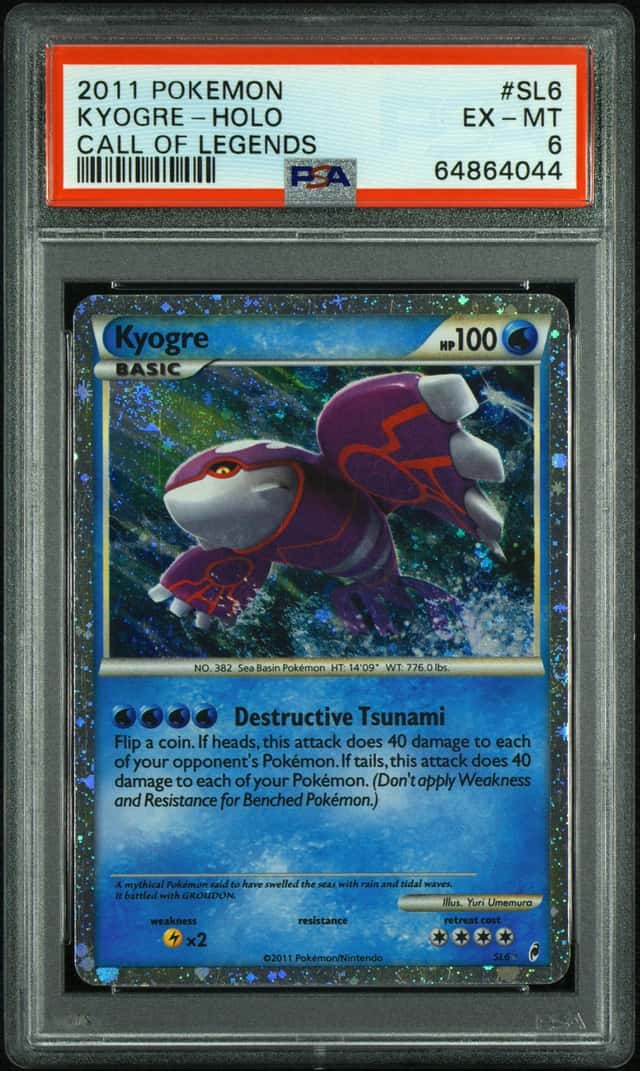 2011 POKEMON CALL OF LEGENDS #SL6 KYOGRE-HOLO PSA 6 EX-MT SWIRL