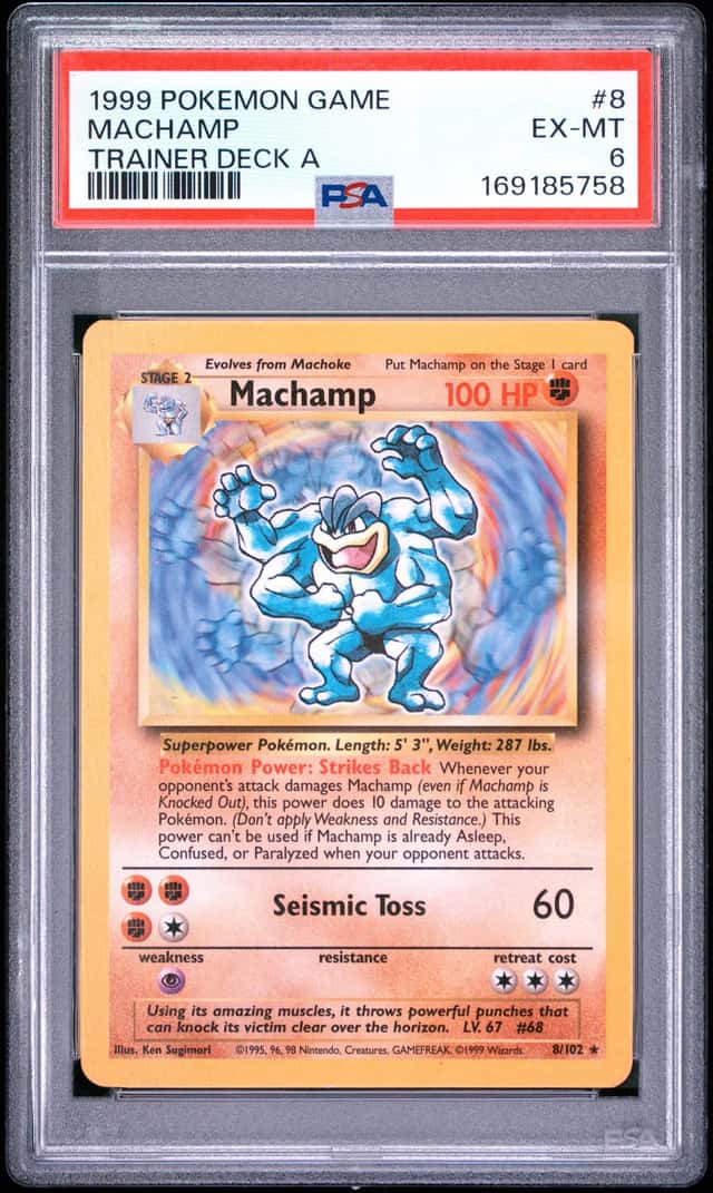 1999 POKEMON BASE SET UNLIMITED TRAINER DECK A #8 MACHAMP PSA 6