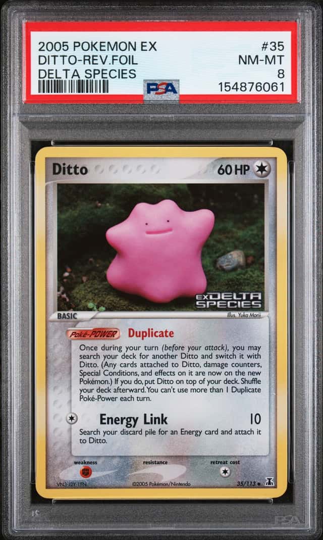 2005 Pokemon Ditto Reverse Holo Stamped 35/113 EX Delta Species PSA 8