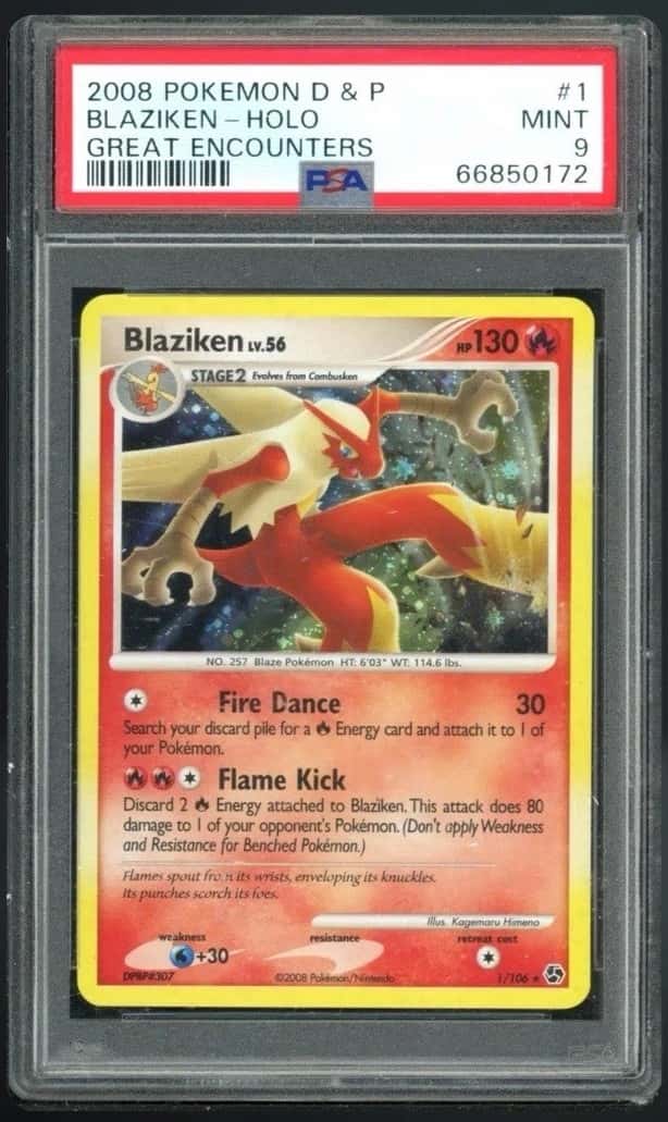2008 Pokemon Great Encounters Blaziken Holo Rare 1/106 PSA 9 Mint
