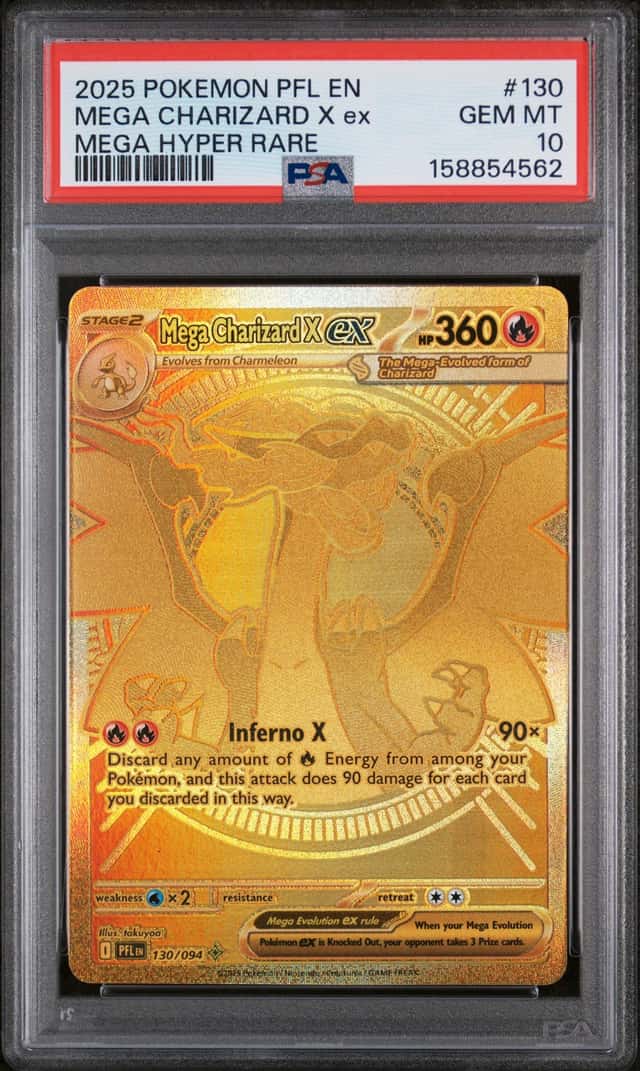 Pokémon Tcg Mega Charizard X ex 130/094 Me02: Phantasmal Flames Psa 10