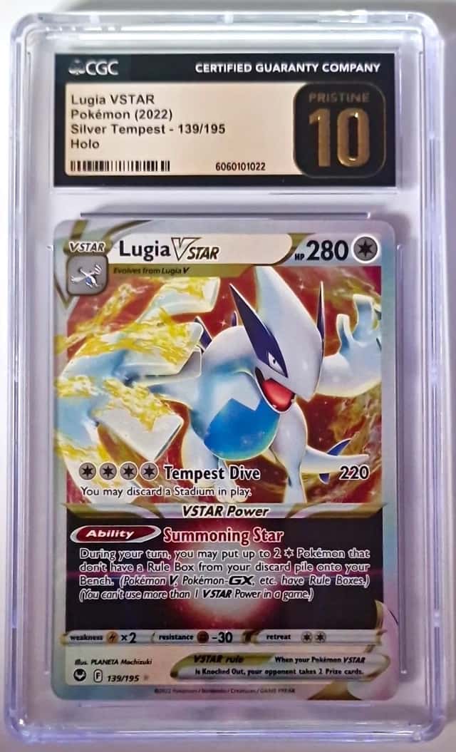 pokemon tcg cgc pristine 10 lugia vstar 139/195 silver tempest 2022 holo