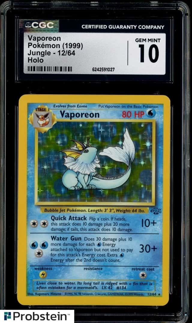 1999 Pokemon Jungle #12/64 Vaporeon Holo CGC 10 GEM MINT