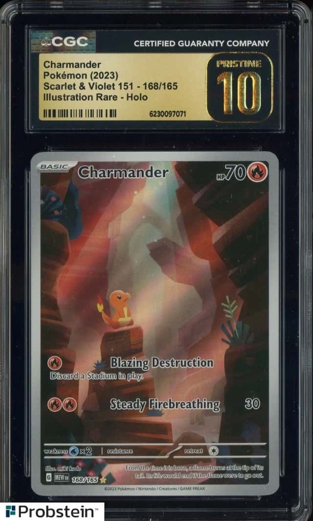 2023 Pokemon Scarlet & Violet 151 #168 Charmander Illustration Rare Holo CGC 10