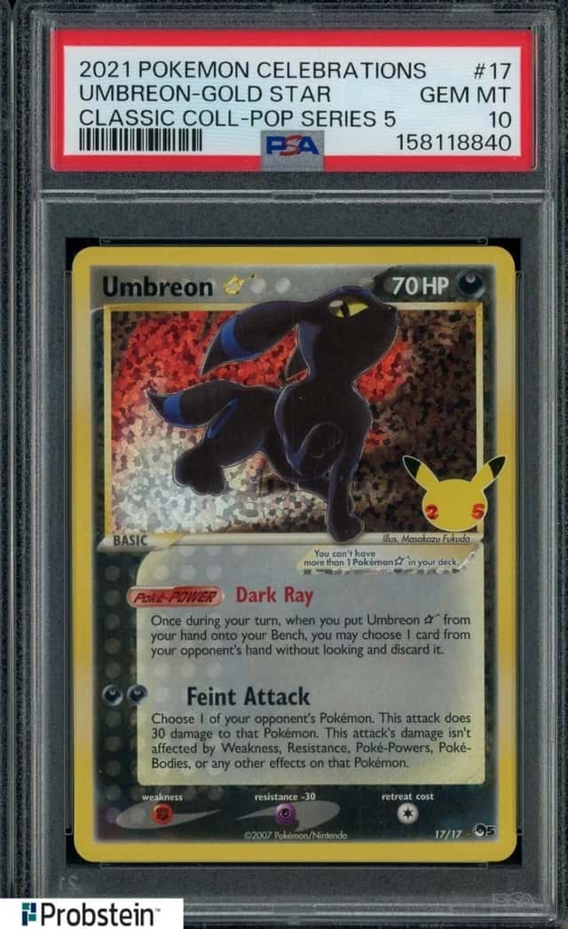 2021 Pokemon Celebrations Classic Pop Series 5 #17 Umbreon Gold Star PSA 10