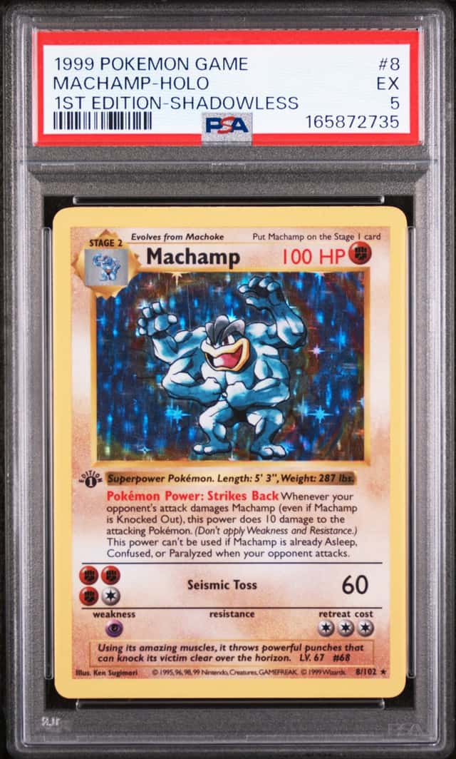 1999 Pokemon Game 1st Edition Shadwoless #8 Machamp Holo PSA 5 EX