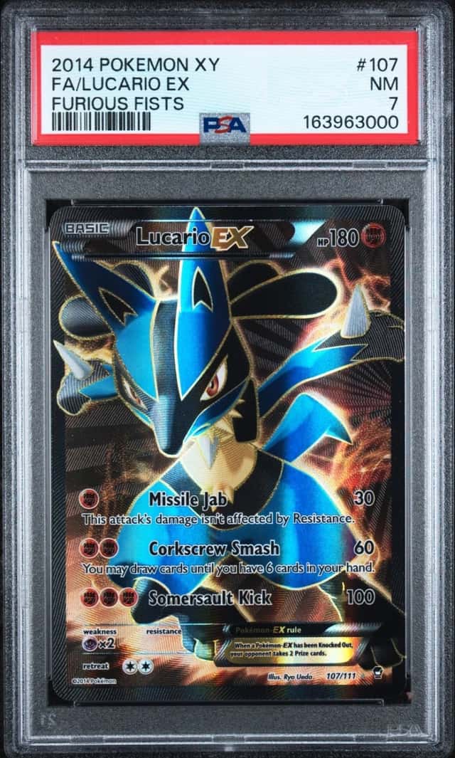 2014 POKEMON XY FURIOUS FISTS #107 FULL ART/LUCARIO EX PSA 7