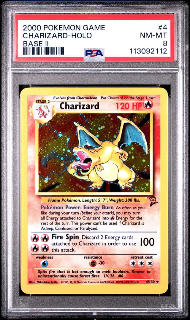 Pokemon Charizard Holo Base Set II 4 PSA 8