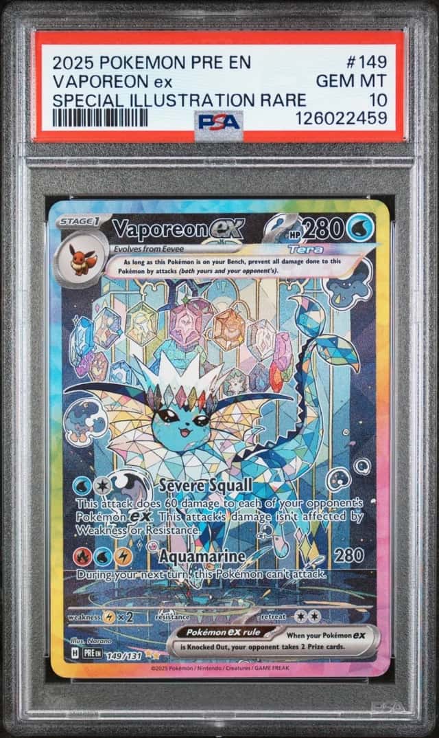 Pokemon Vaporeon EX Prismatic Evolutions 149 Special Illustration Rare PSA 10