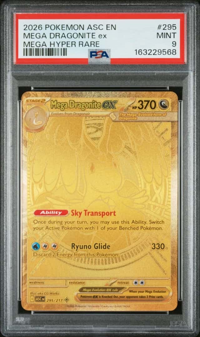 2026 POKEMON ASC EN-ASCENDED HEROES #295 MEGA DRAGONITE ex MEGA HYPER RARE PSA 9