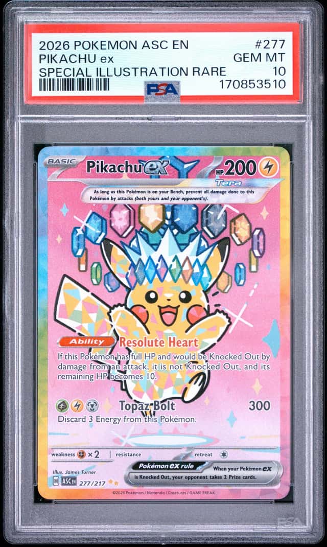 2026 POKEMON ASC EN-ASCENDED HEROES SPECIAL ILLUSTRATION RARE PIKACHU EX PSA 10