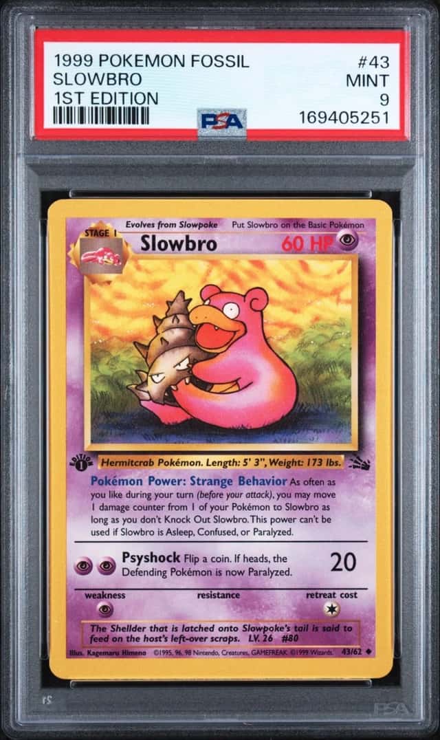 1999 POKEMON FOSSIL 1ST EDITION #43 SLOWBRO PSA 9
