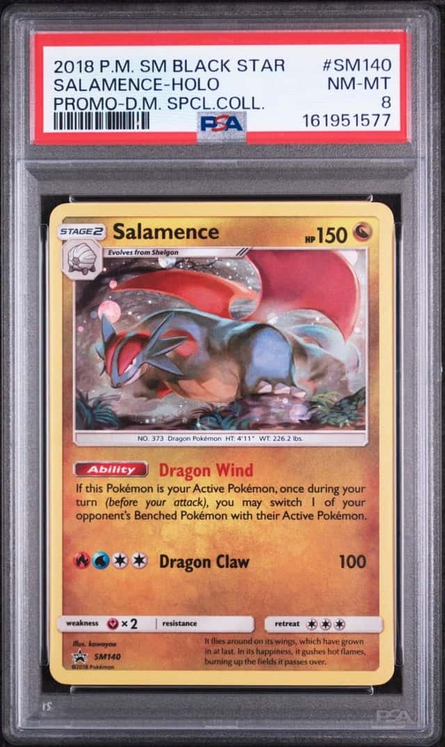 2018 POKEMON SM BLACK STAR PROMO #SM140 SALAMENCE-HOLO PSA 8