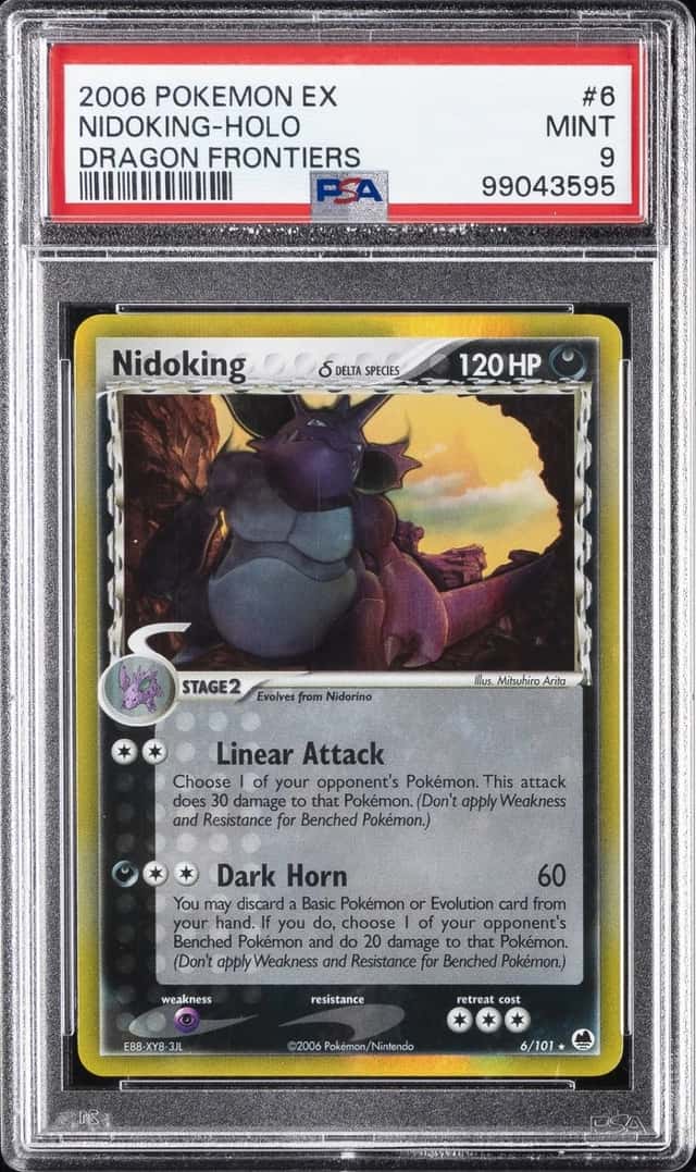 2006 POKEMON EX DRAGON FRONTIERS #6 NIDOKING-HOLO PSA 9