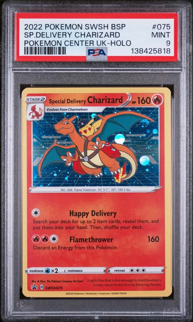 2022 POKEMON SWSH PROMO #SWSH075 SPECIAL DELIVERY CHARIZARD HOLO PSA 9