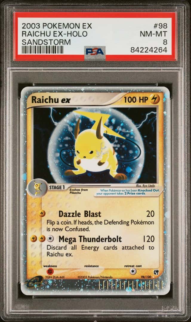 The Pokémon Company 2003 Raichu ex 98/100 EX Sandstorm Holo PSA 8