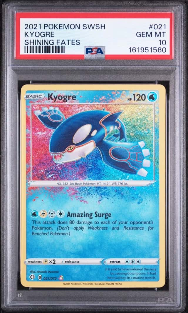 2021 POKEMON SWORD & SHIELD SHINING FATES #021 KYOGRE PSA 10