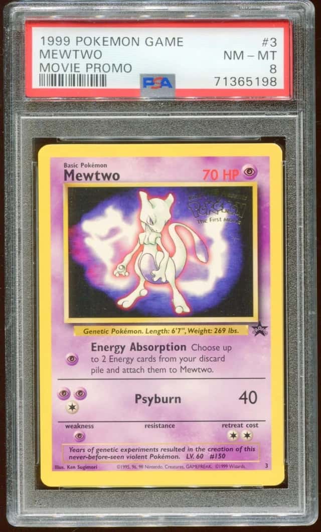1999 POKEMON MOVIE PROMO MEWTWO #3 RARE WOTC PROMO STAMPED PSA 8 E10