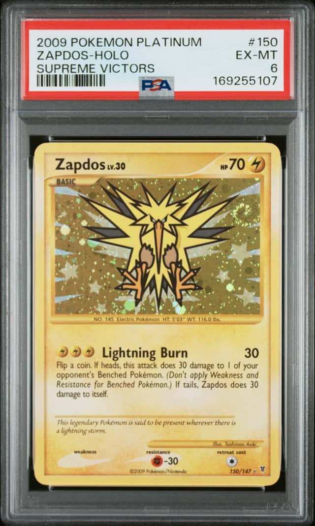 Pokemon 2009 Platinum Supreme Victors Zapdos 150/147 Holo PSA 6