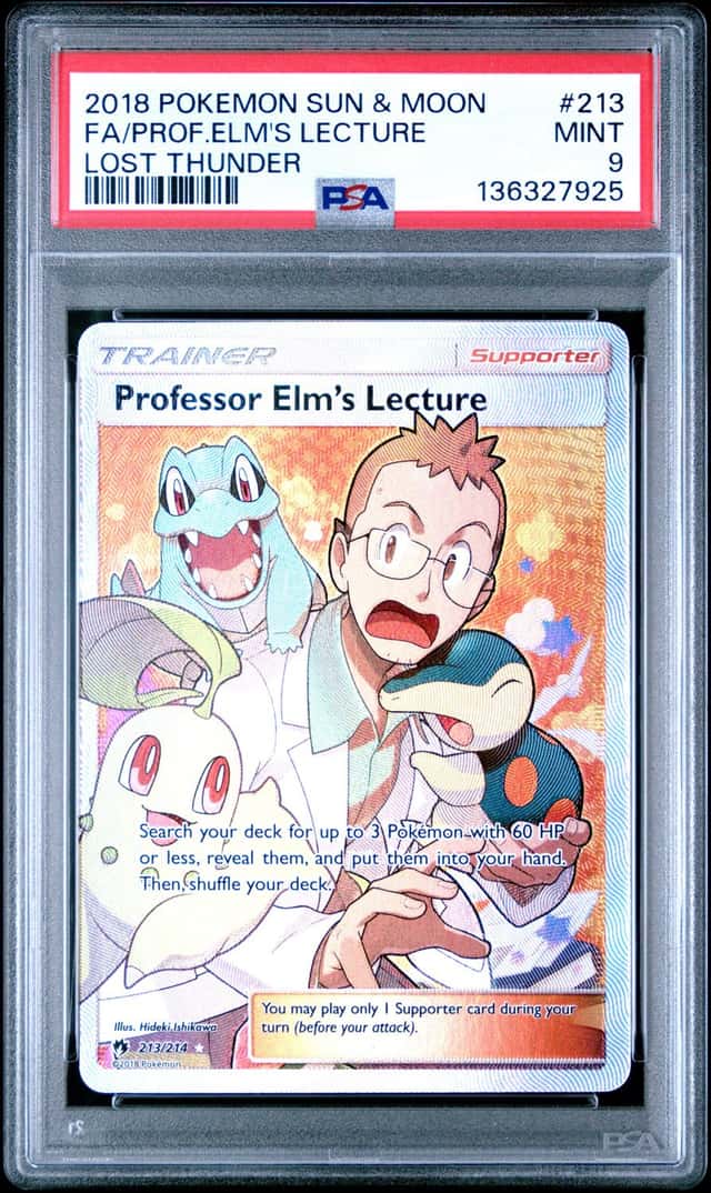 2018 Pokemon Sun & Moon Lost Thunder Professor Elm's Lecture #213/214 PSA 9