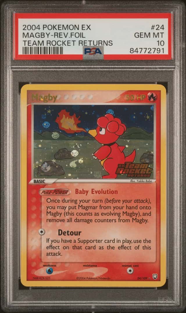 2004 Pokemon Ex Team Rocket Returns Reverse Holo Magby #24