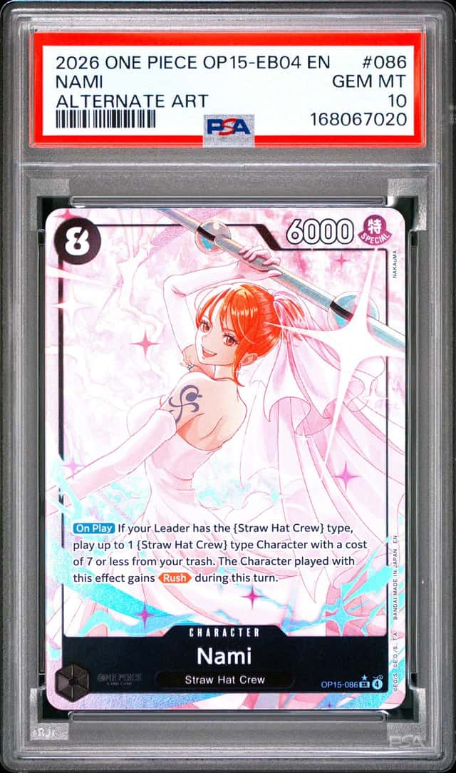 2026 One Piece "Wedding Nami" Adventure on Kami's Island OP15 086 Alt Art PSA 10