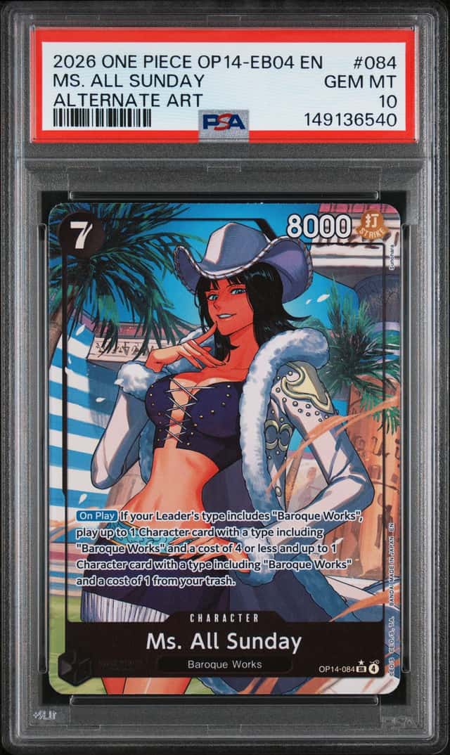 2026 One Piece OP14-EB04 EN Alternate Art #084 Ms All Sunday PSA 10 GEM MINT