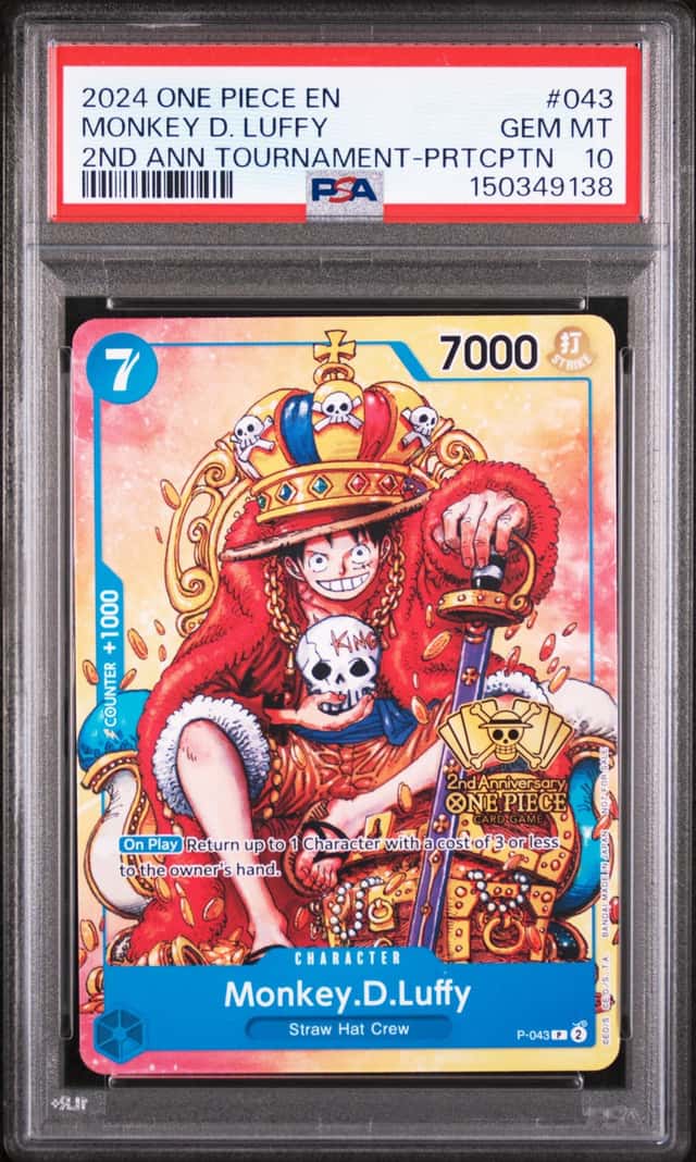 MONKEY D. LUFFY PSA 10 2024 ONE PIECE 2ND ANN TOURNAMENT #P-043 PARTICIPATION 38