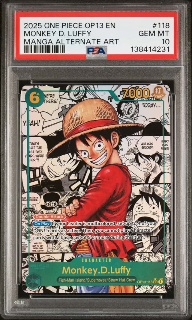 2025 One Piece OP13 En Manga Alternate Art #118 Monkey D. Luffy PSA 10 GEM MINT