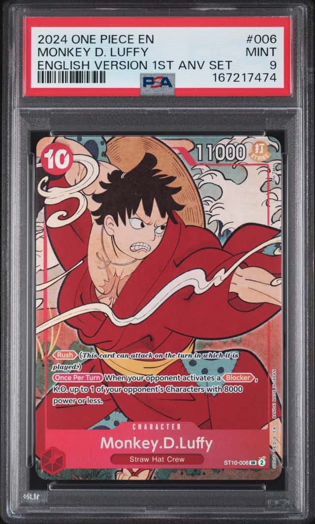 2024 One Piece English Version 1st Anniversary Set #006 Monkey D Luffy PSA 9