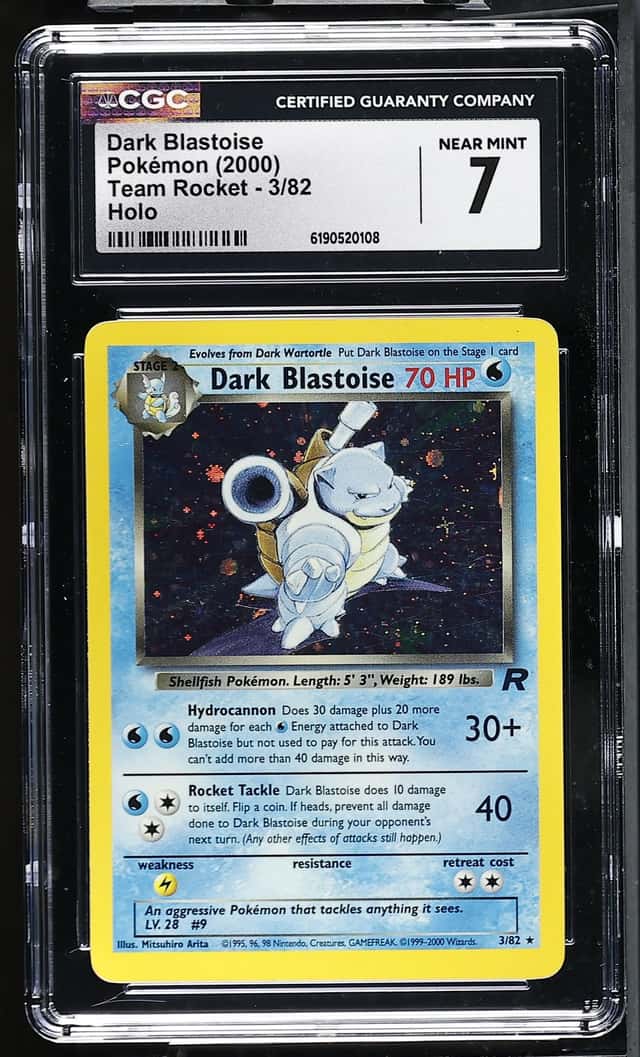 2000 Pokemon Team Rocket Holo Dark Blastoise #3 CGC 7 NRMT