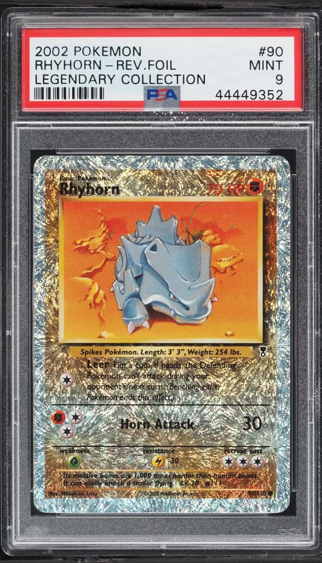 2002 Pokemon Legendary Collection Reverse Holo Rhyhorn #90 PSA 9 MINT