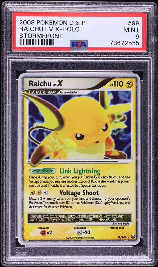 2008 Pokemon Diamond & Pearl Stormfront Holo Raichu LV.X #99 PSA 9 MINT