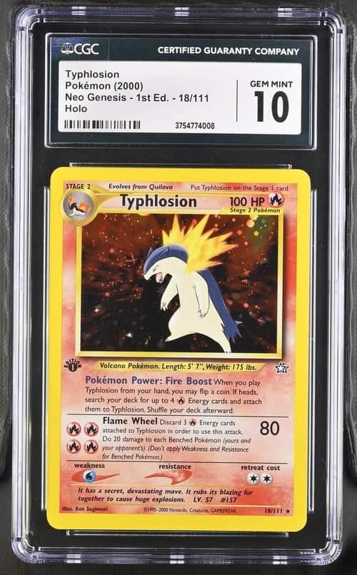 2000 Pokemon Neo Genesis 1st Edition Holo Typhlosion #18 CGC 10 GEM MINT