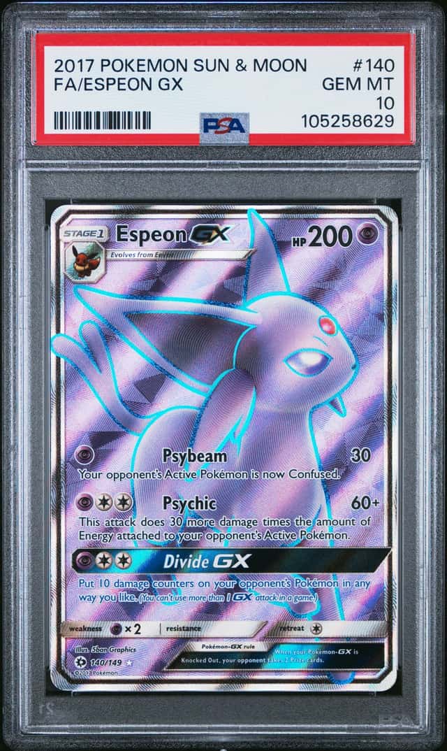 2017 Pokemon PSA 10 Espeon GX 140/149 Full Art Sun & Moon Gem Mint FA