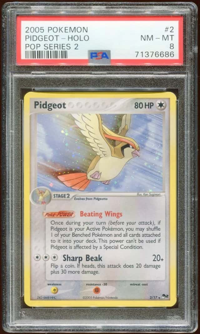 2005 POKEMON POP SERIES 2 PIDGEOT #2/17 RARE PROMO HOLO FOIL PSA 8 E10