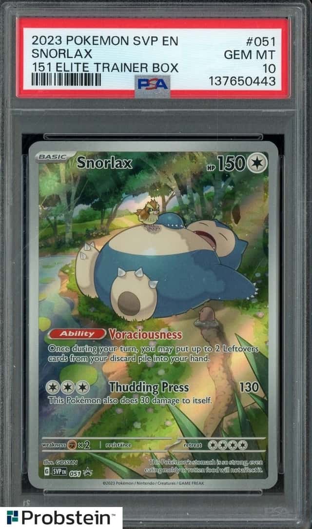 2023 Pokemon SVP EN 151 Pokemon Center ETB Promo #051 Snorlax PSA 10 GEM MINT