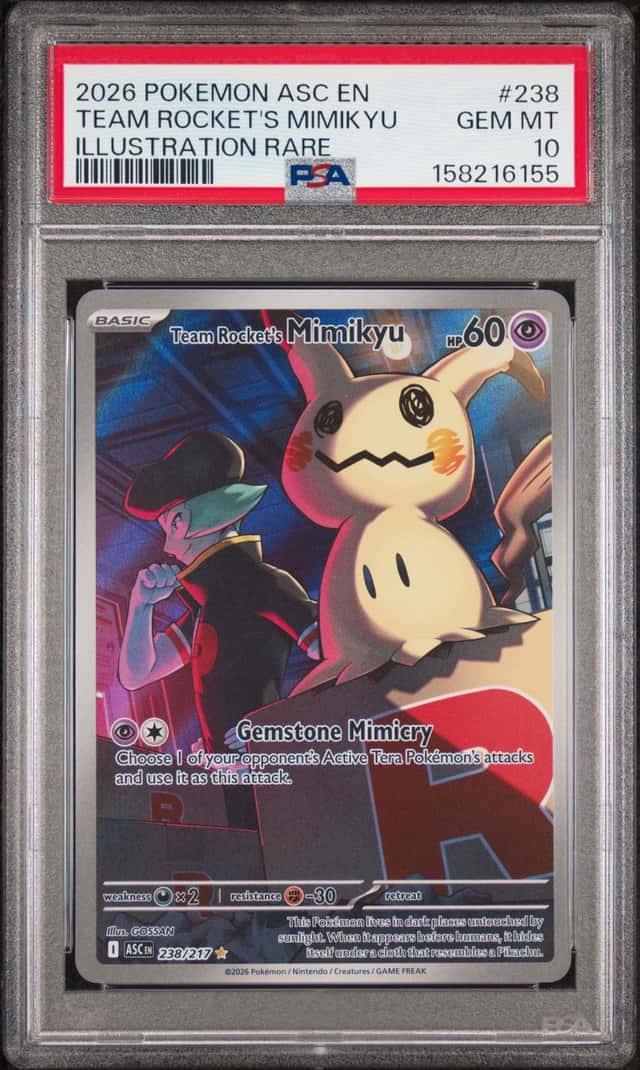 2026 POKEMON ASCENDED HEROES ILLUSTRATION RARE TEAM ROCKET'S MIMIKYU PSA 10