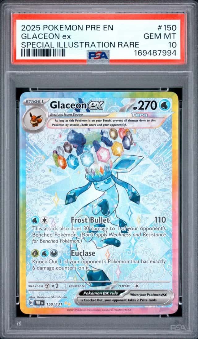 2025 POKEMON PRE EN-PRISMATIC EVOLUTIONS #150 GLACEON EX PSA 10