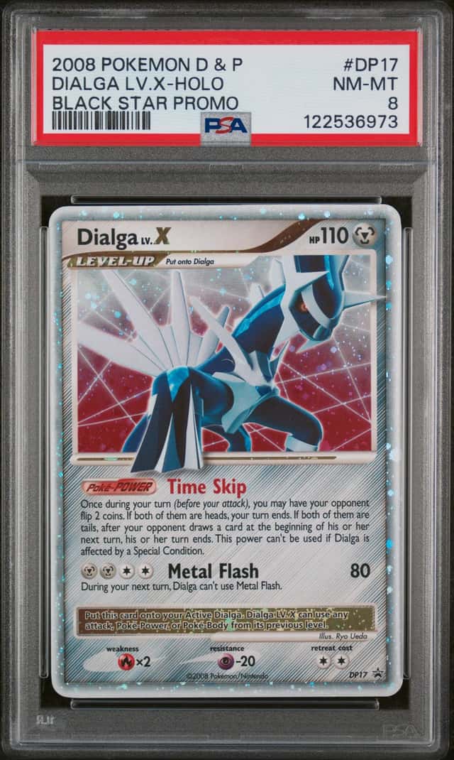 PSA 8  Dialga Lv X 2008 Pokemon DIAMOND & PEARL BLACK STAR PROMO Low Pop Swirl