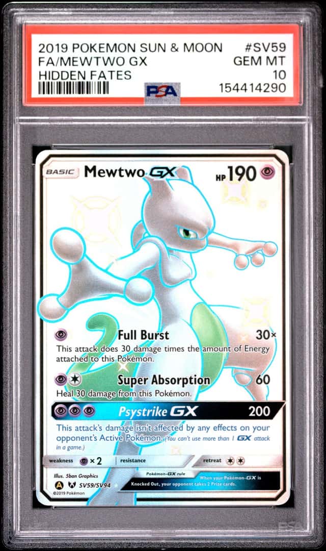 MEWTWO GX 2019 POKEMON HIDDEN FATES SV59/SV94 SHINY ULTRA RARE PSA 10 Q0895