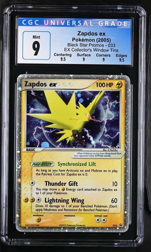 2005 Zapdos EX 033 Black Star Promos EX Holo Collector's Window Tin CGC 9 MINT