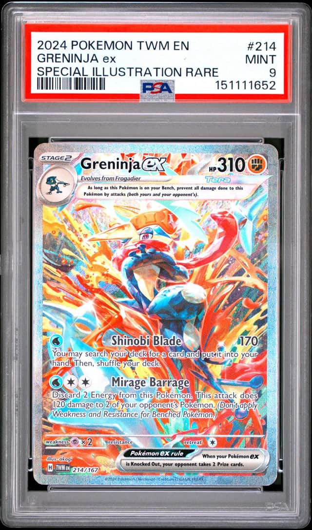 PSA 9 Greninja ex 214/167 Pokemon Sv06 Twilight Masquerade Full Art Card SIR
