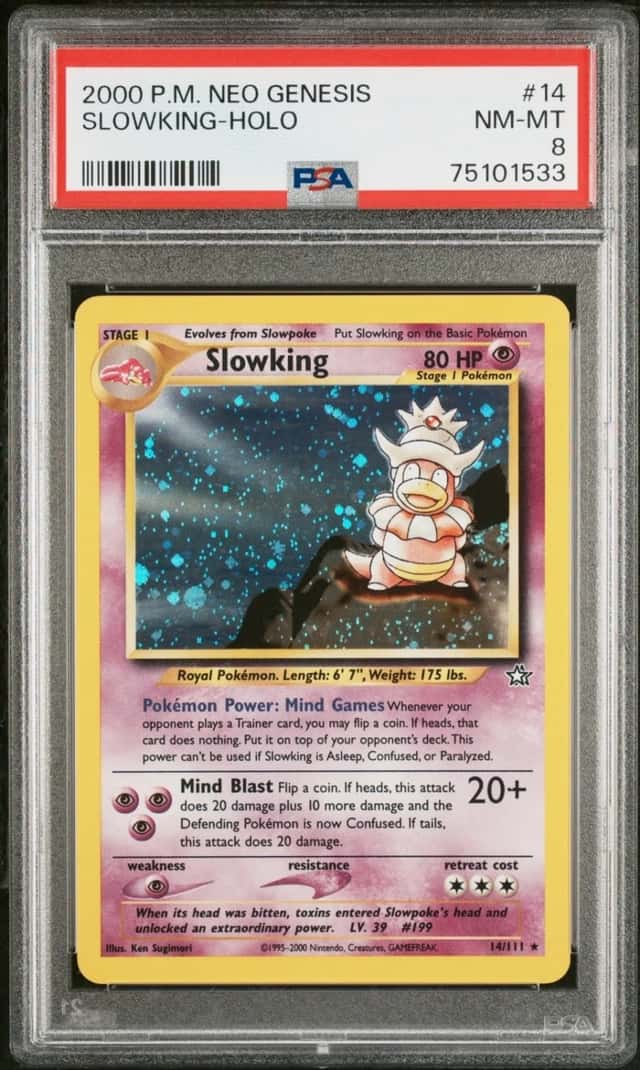 2000 Pokemon Neo Genesis #14 Slowking Holo PSA 8