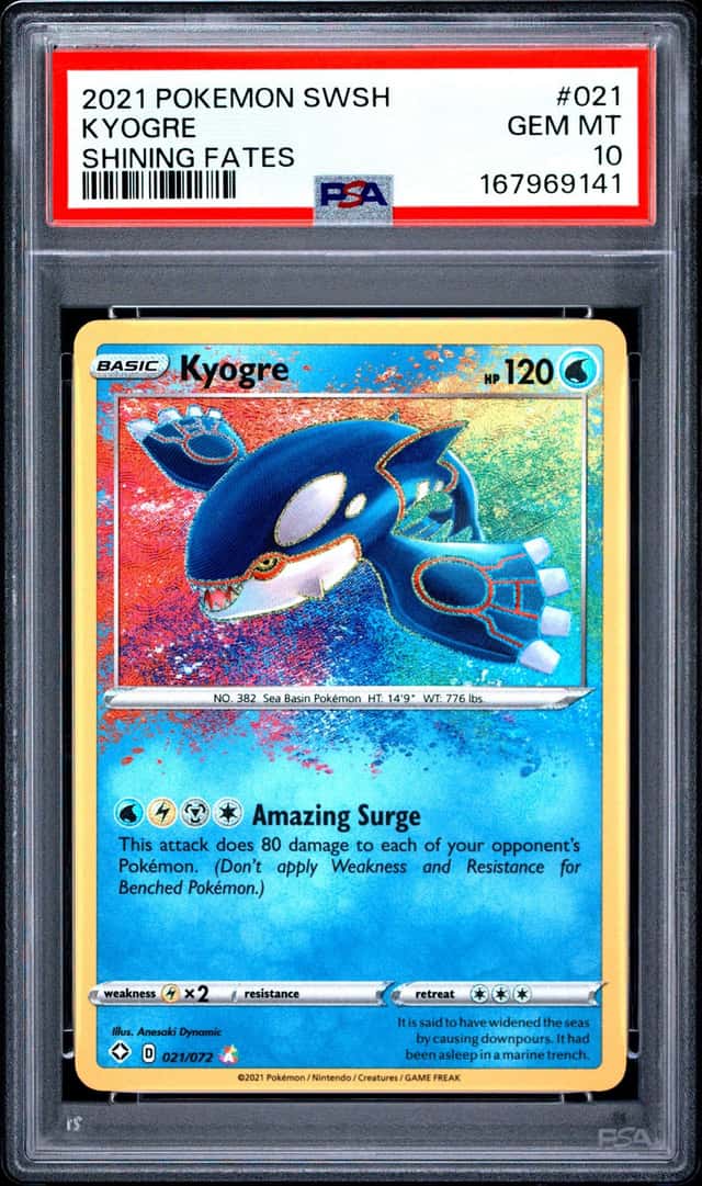 Pokemon Kyogre - Shining Fates 021/072 Amazing Rare PSA 10 (167969141)