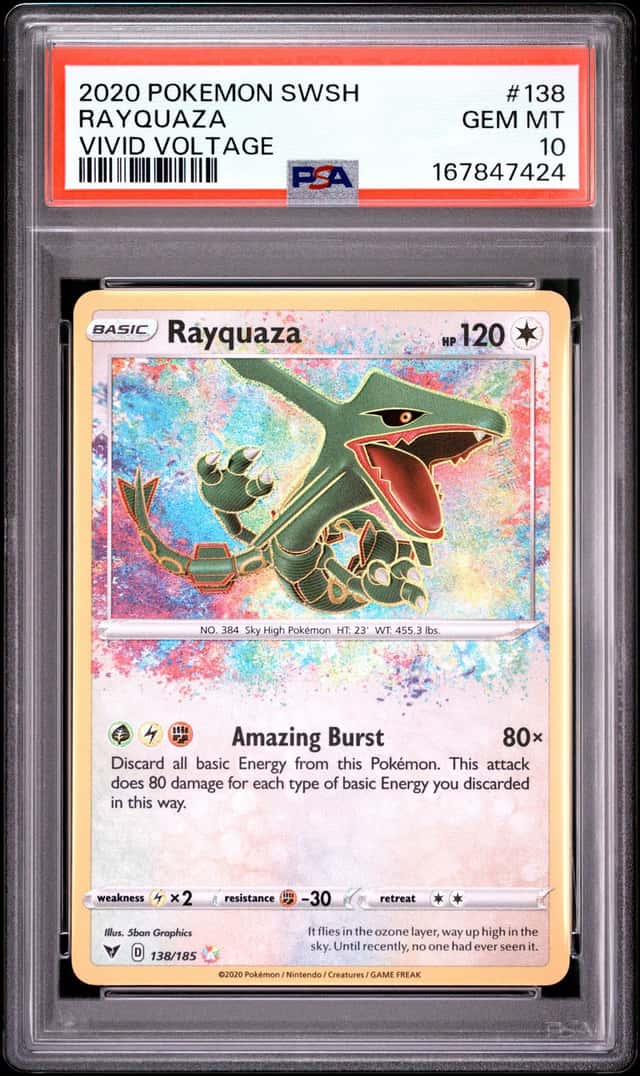 The Pokémon Company Rayquaza 138/185 Vivid Voltage Amazing Rare Holo ENG PSA 10