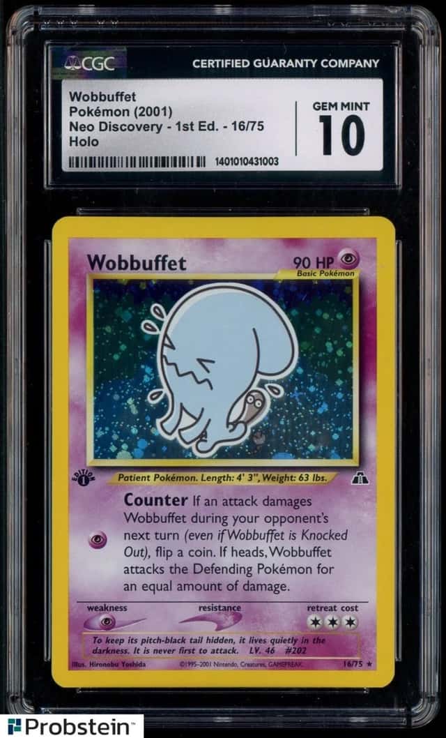 2001 Pokemon Neo Discovery 1s1t Edition #16/75 Wobbuffet Holo CGC 10 GEM MINT