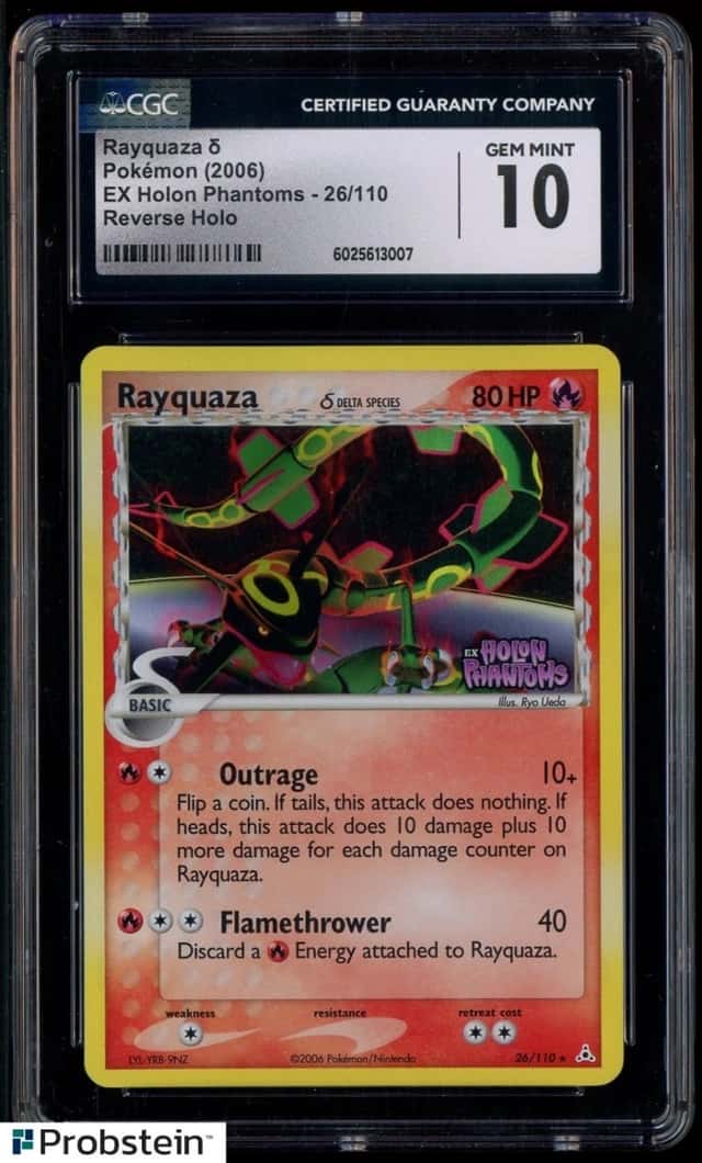 2006 POKEMON EX HOLON PHANTOMS #26 RAYQUAZA-REVERSE HOLO FOIL CGC 10 GEM MINT