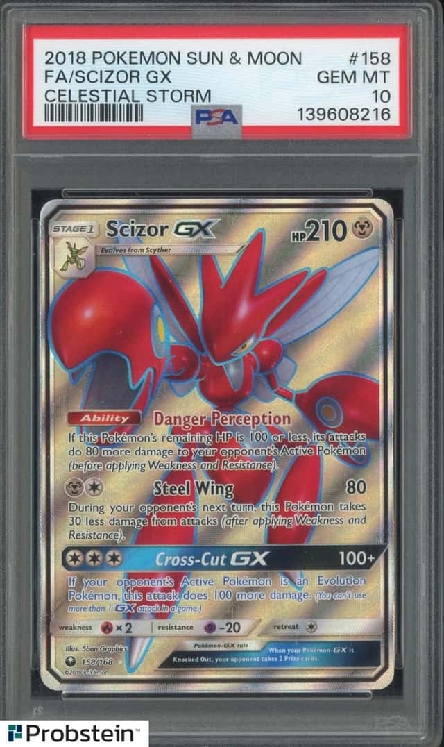 2018 Pokemon Sun & Moon Celestial Storm #158 FA Scizor GX PSA 10 GEM MINT