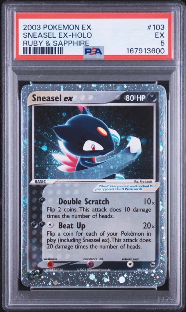 2003 Pokemon Sneasel EX 103/109 EX Ruby & Sapphire PSA 5 EX Vintage